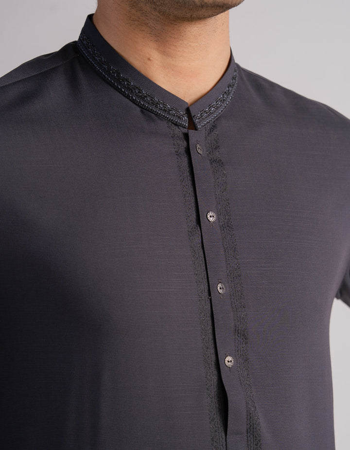Blended Dark Grey Shalwar Kameez - J. Junaid Jamshed