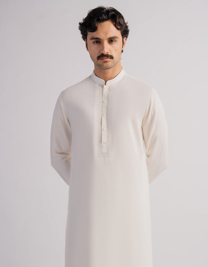 Blended Cream Shalwar Kameez - J. Junaid Jamshed