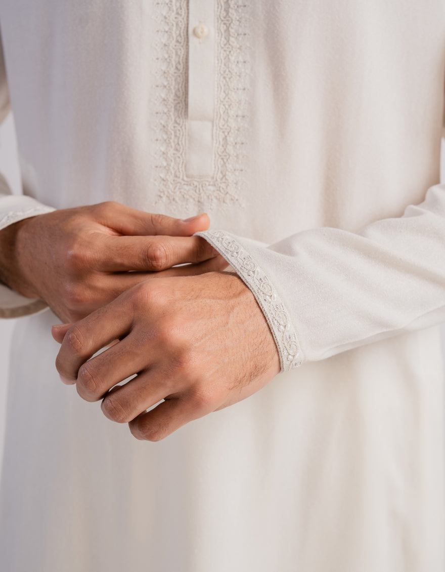 Blended Cream Shalwar Kameez - J. Junaid Jamshed
