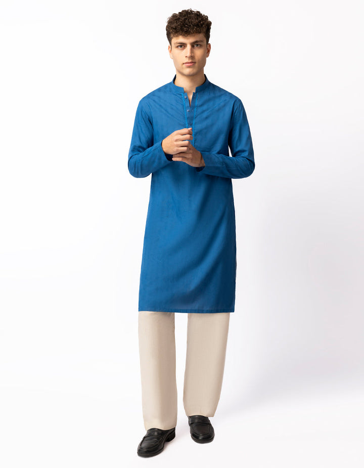 Cotton Blue Kurta - J. Junaid Jamshed