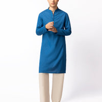 Cotton Blue Kurta - J. Junaid Jamshed
