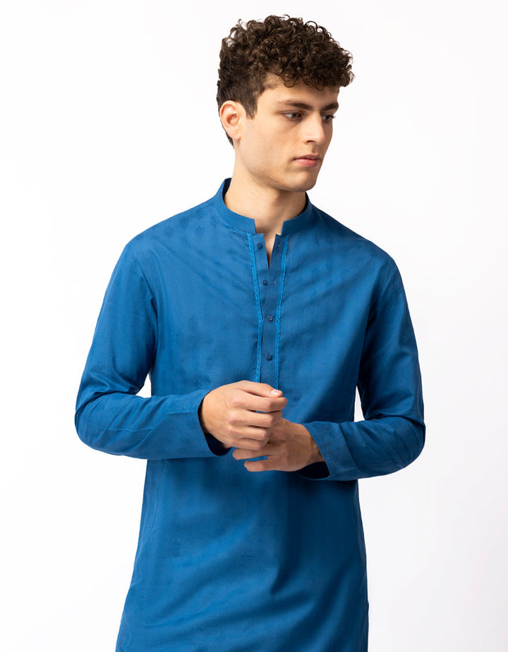 Cotton Blue Kurta - J. Junaid Jamshed