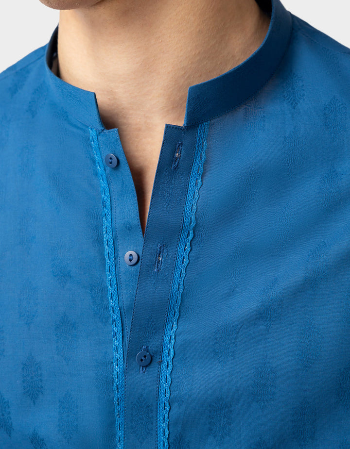 Cotton Blue Kurta - J. Junaid Jamshed