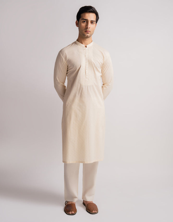 Cotton Cream Kurta - J. Junaid Jamshed