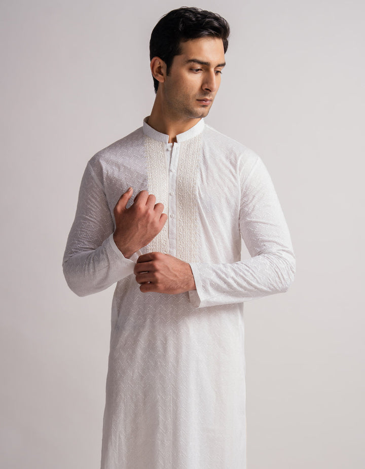 Cotton White Kurta - J. Junaid Jamshed