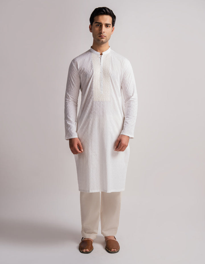 Cotton White Kurta - J. Junaid Jamshed