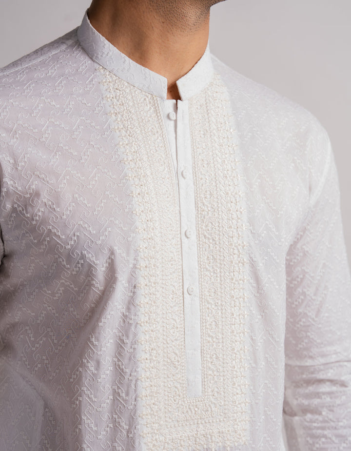Cotton White Kurta - J. Junaid Jamshed