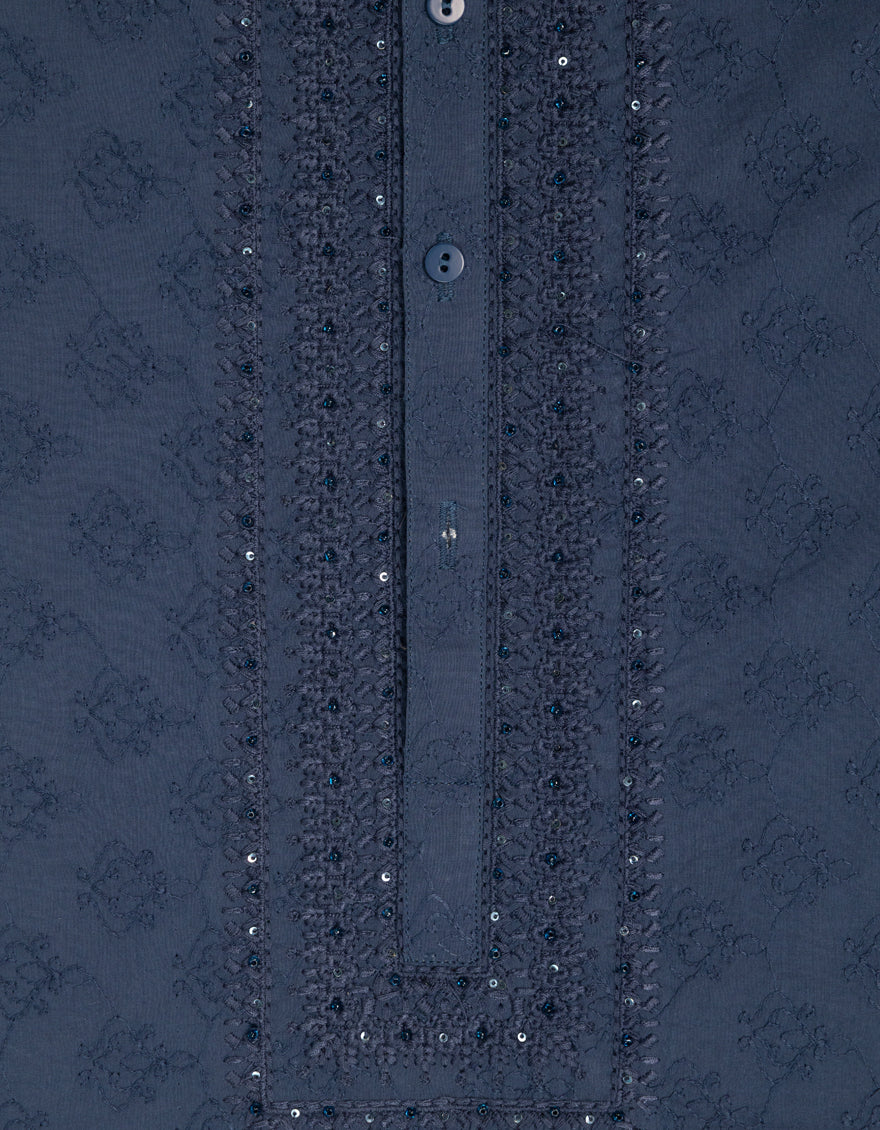 Cotton Blue Kurta - J. Junaid Jamshed
