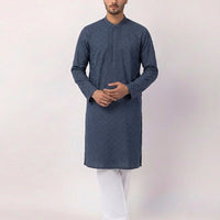 Cotton Blue Kurta - J. Junaid Jamshed
