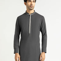 Polyester Dark Grey Shalwar Kameez - J. Junaid Jamshed