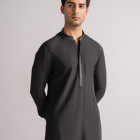 Polyester Charcoal Kurta Trouser - J. Junaid Jamshed