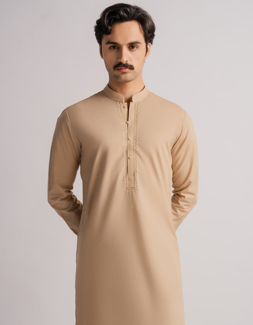 Cotton Khaki Kurta Trouser - J. Junaid Jamshed