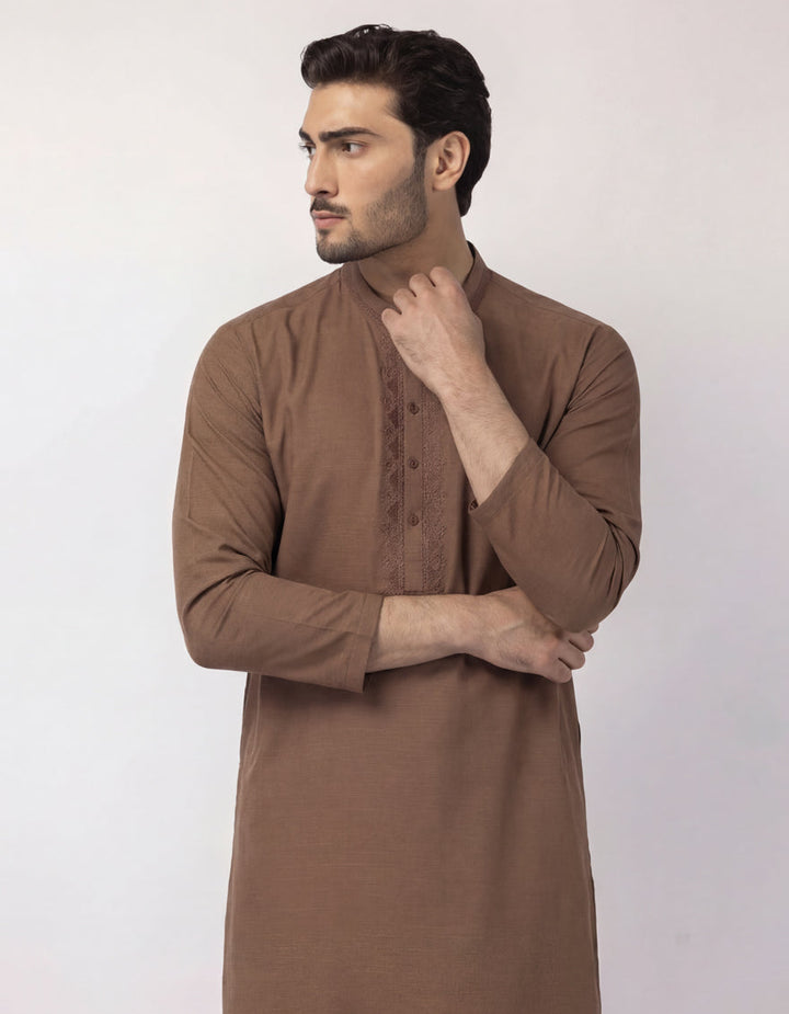 Cotton Brown Kurta - J. Junaid Jamshed