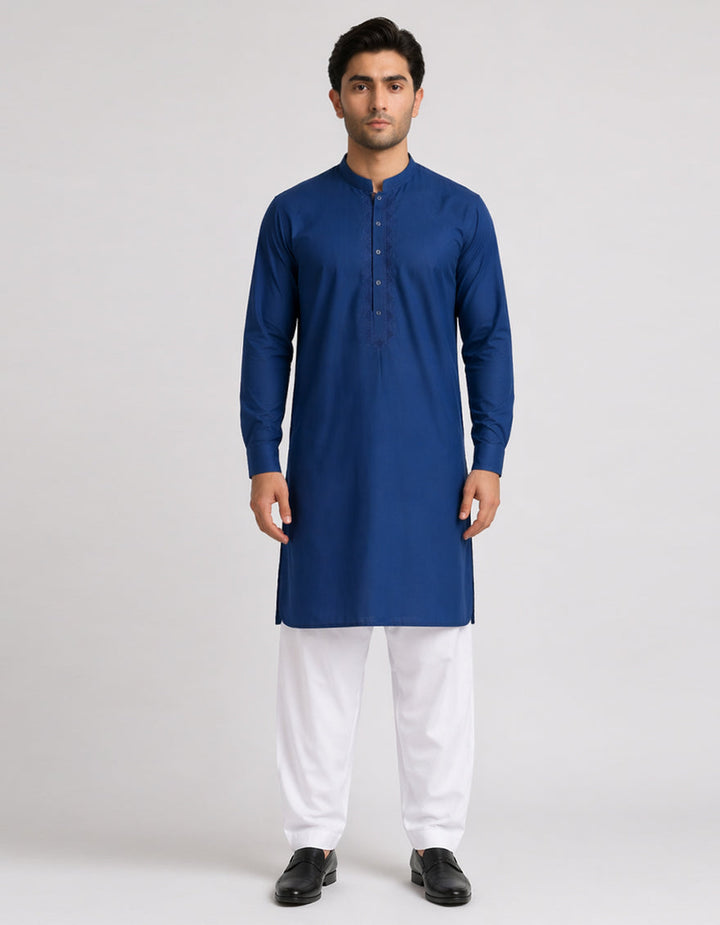 Cotton Blue Kurta - J. Junaid Jamshed
