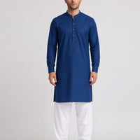 Cotton Blue Kurta - J. Junaid Jamshed