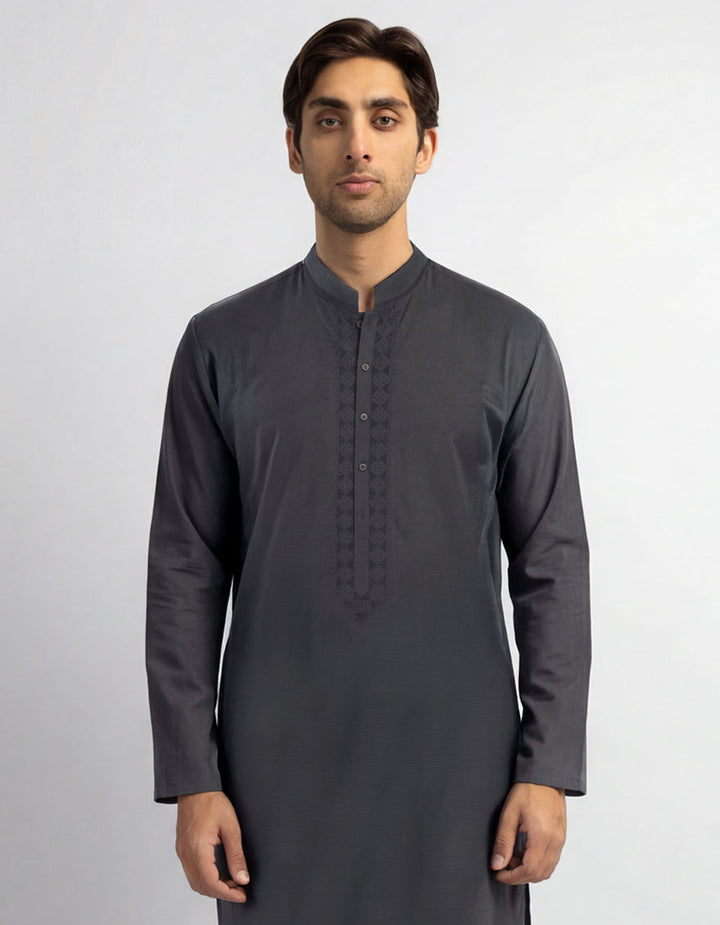 Cotton Grey Kurta - J. Junaid Jamshed