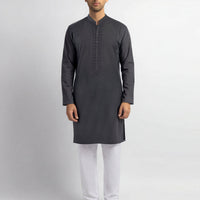 Cotton Grey Kurta - J. Junaid Jamshed