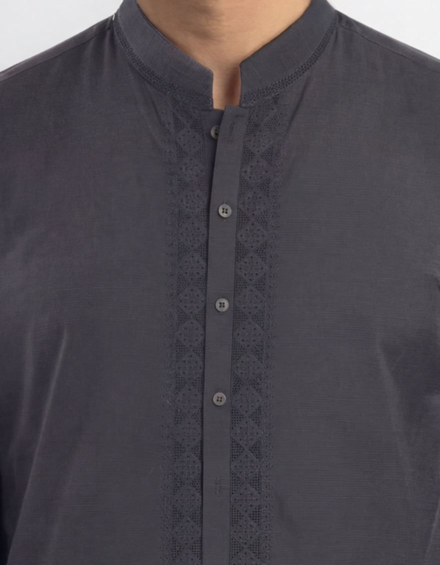 Cotton Grey Kurta - J. Junaid Jamshed