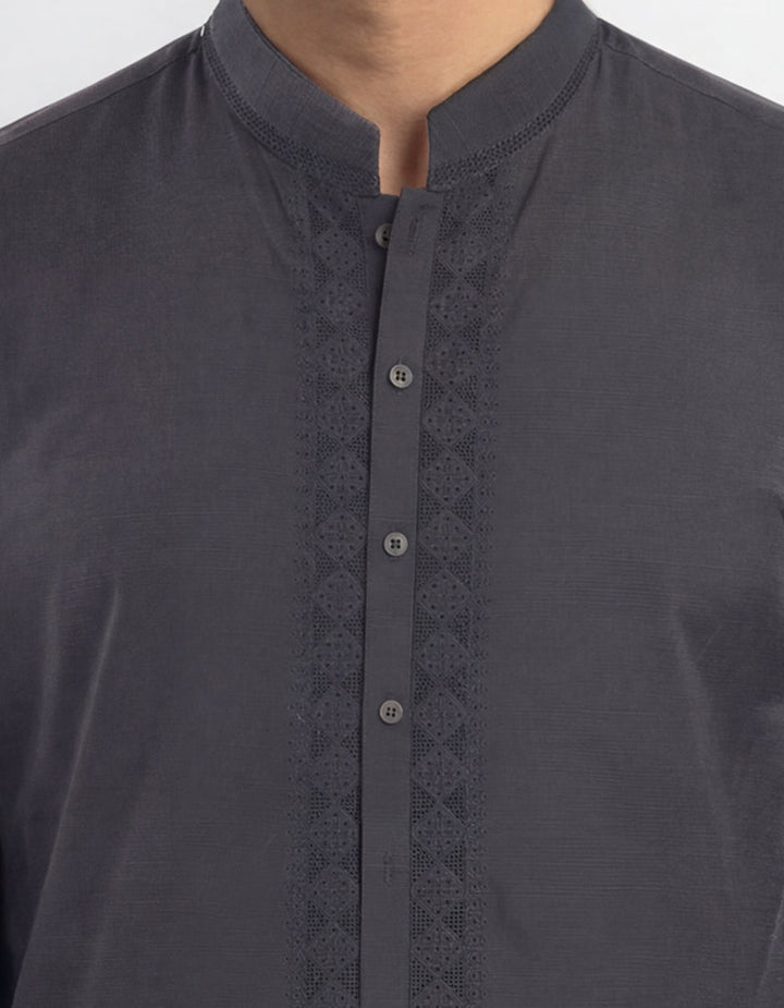 Cotton Grey Kurta - J. Junaid Jamshed
