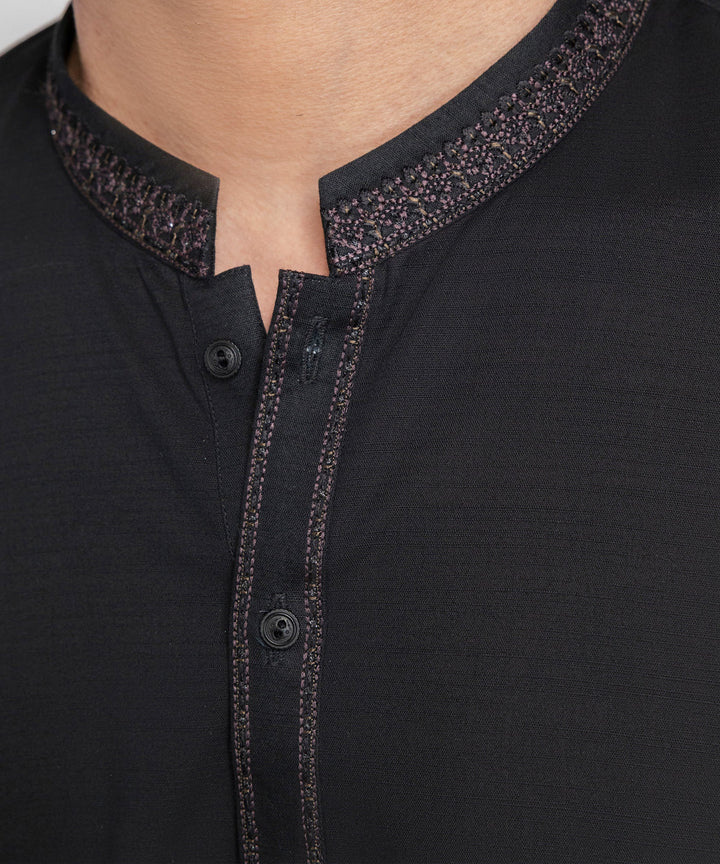 Cotton Black Kurta - J. Junaid Jamshed