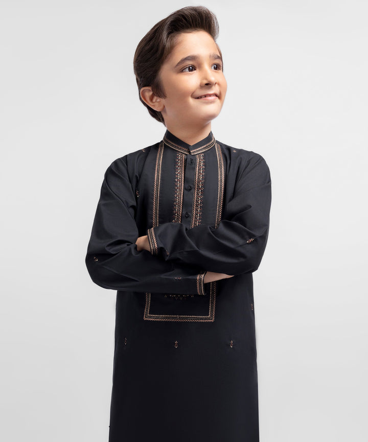 Cotton Black Kurta - J. Junaid Jamshed