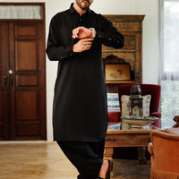 Blended Black Shalwar Kameez - J. Junaid Jamshed