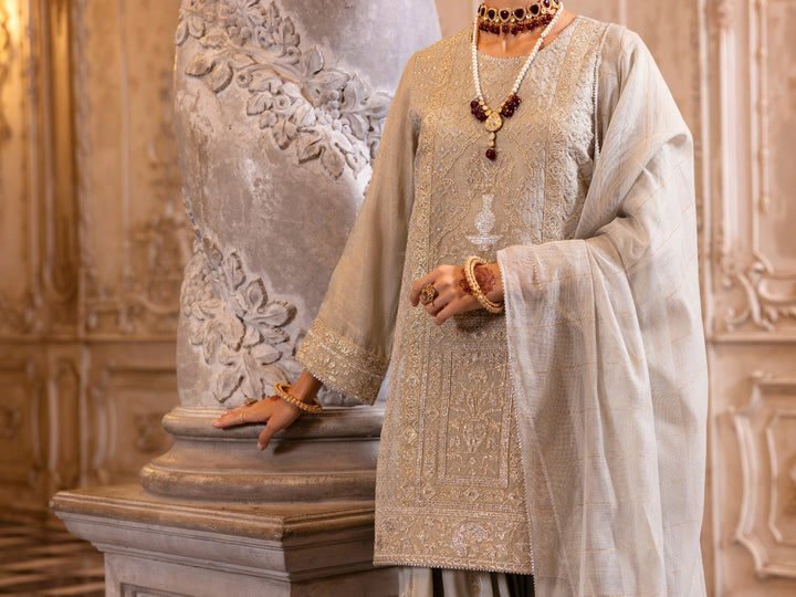 Mesuri Net Pistachio Green Stitched Suit - Almirah