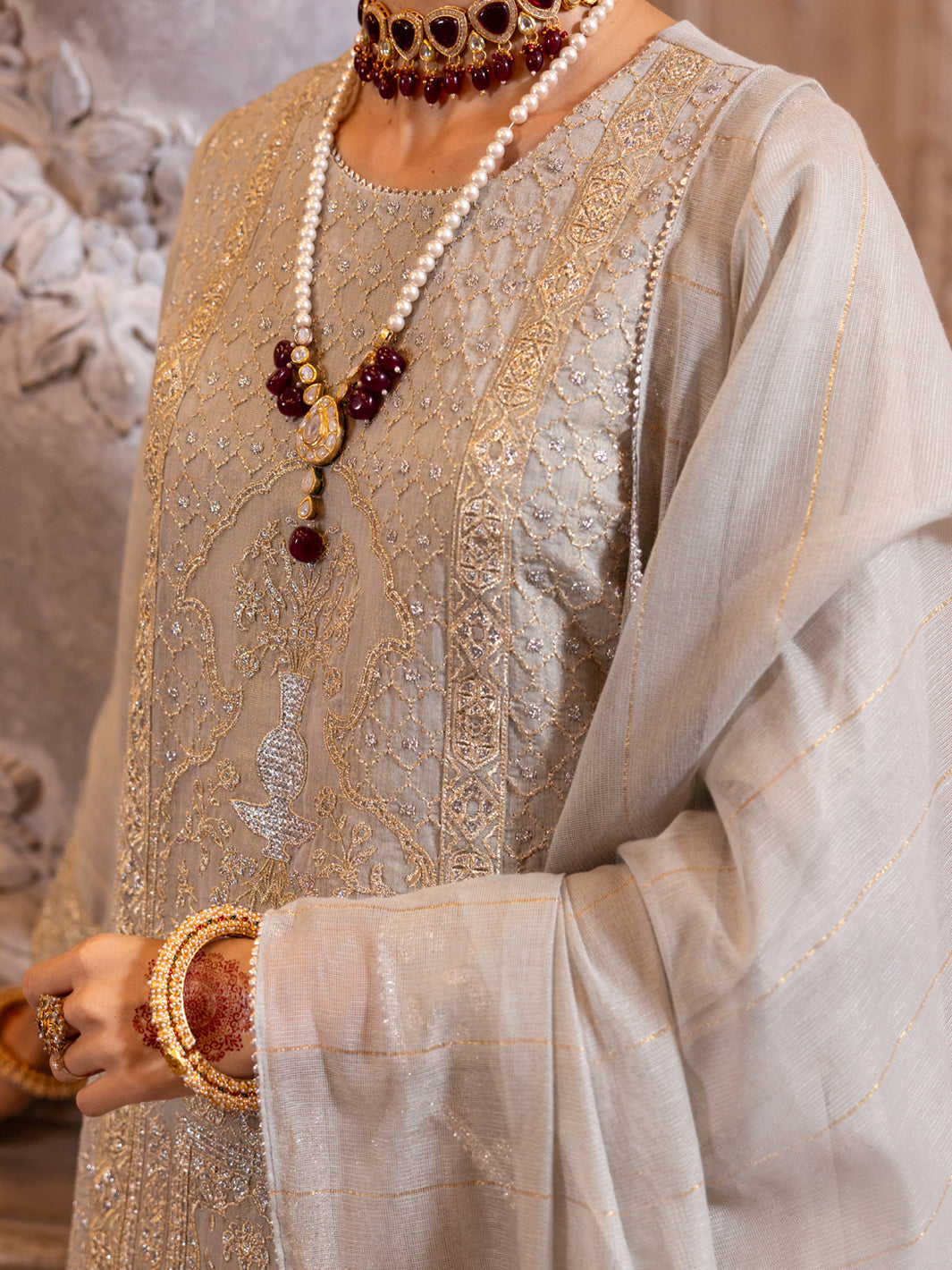 Mesuri Net Pistachio Green Stitched Suit - Almirah