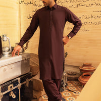 Blended Maroon Shalwar Kameez- Almirah