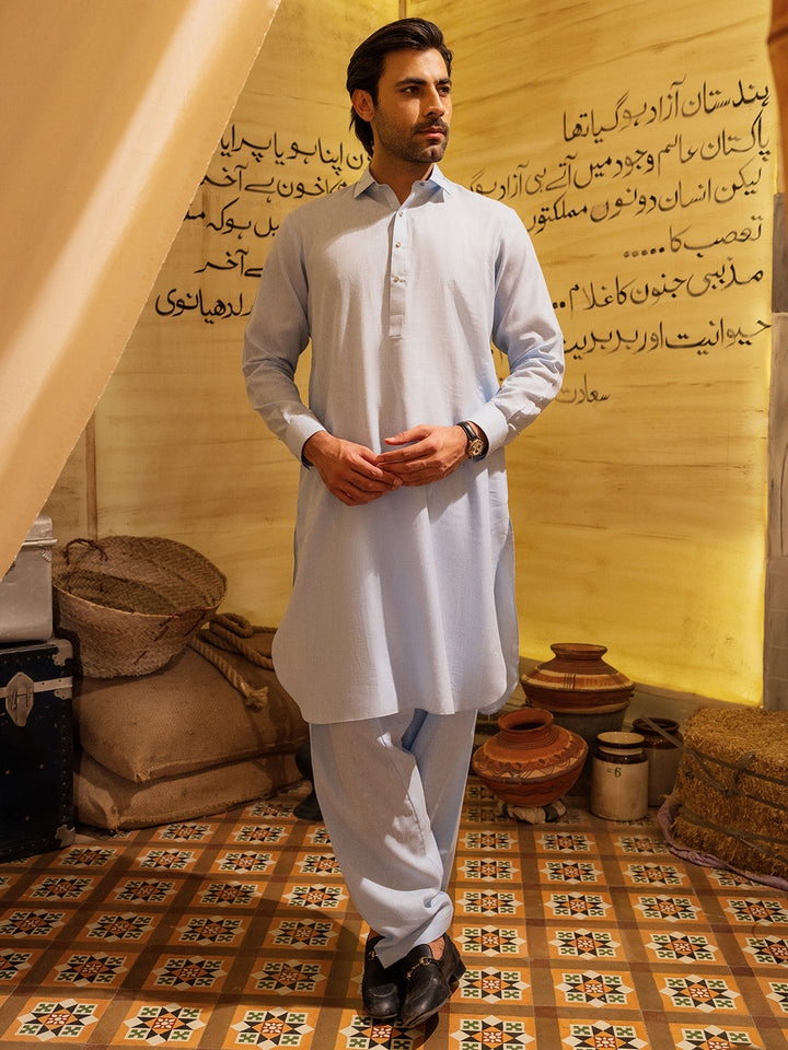 Blended Sky Blue Shalwar Kameez- Almirah