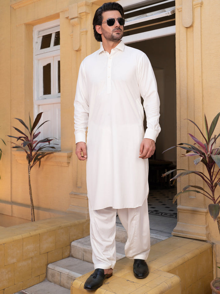 Blended Off White Shalwar Kameez - Wasim Akram by Almirah