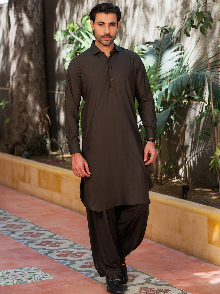 Blended Olive Green Shalwar Kameez- Almirah