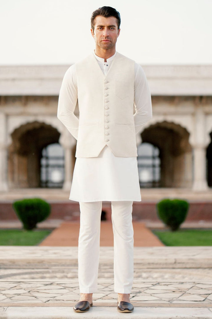 Cotton Cream Waistcoat - Almirah