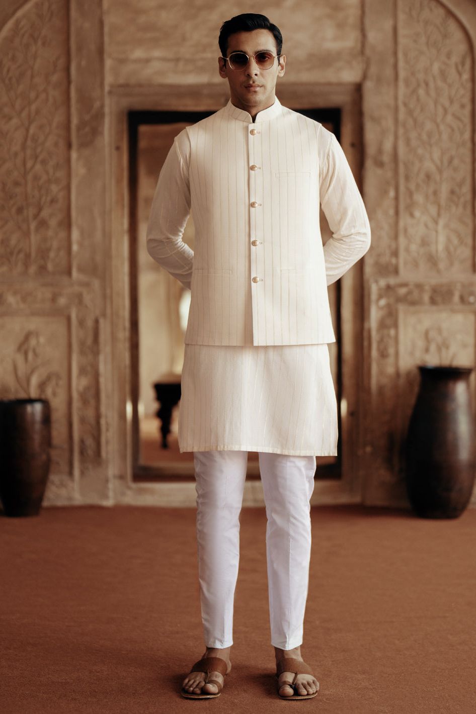 Blended Cream Waist Coat - Almirah