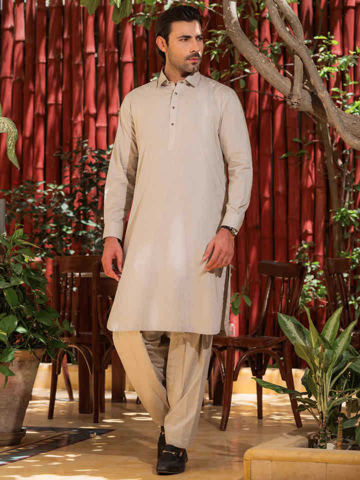 Cotton Ash Grey Shalwar Kameez - Wasim Akram by Almirah