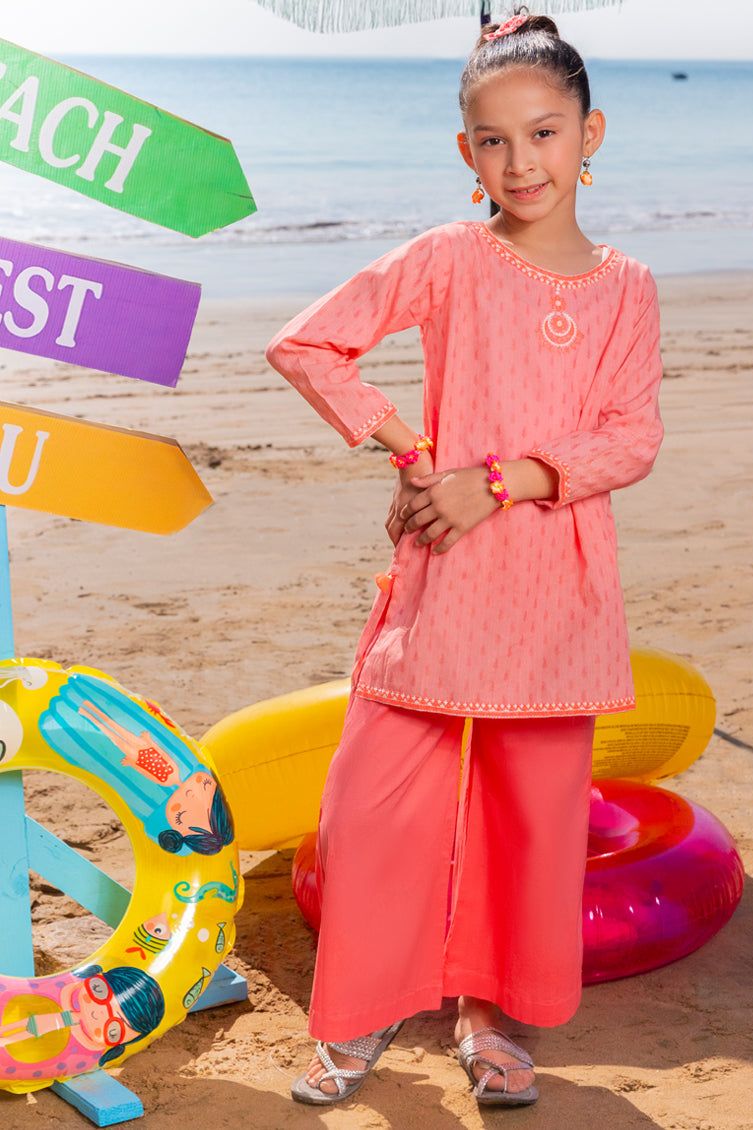 Dobby Orange Stitched Suit - J. Junaid Jamshed