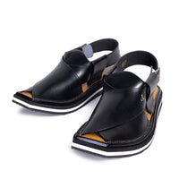 Plain Black Peshawari Chappal - J. Junaid Jamshed