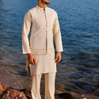 Blended Off White Waist Coat - Almirah