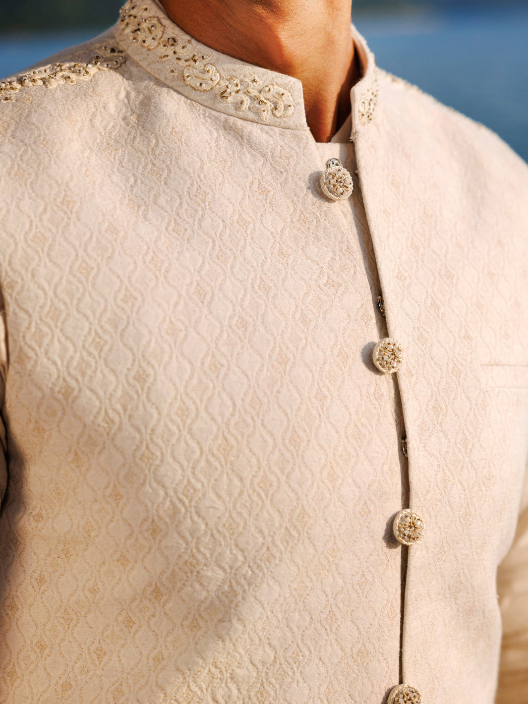 Blended Off White Waist Coat - Almirah