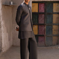 Blended Grey Waist Coat - J. Junaid Jamshed