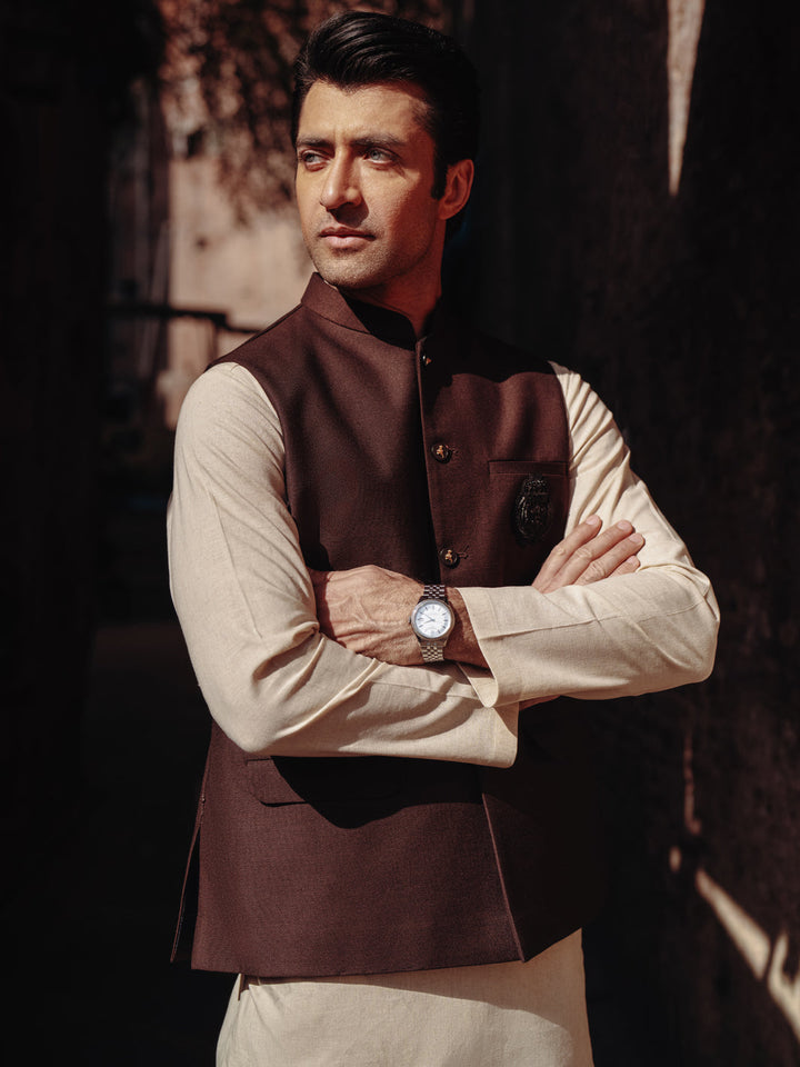 Blended Maroon Waist Coat - Almirah
