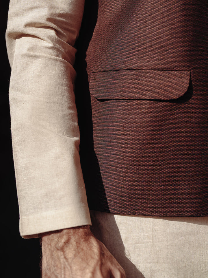 Blended Maroon Waist Coat - Almirah