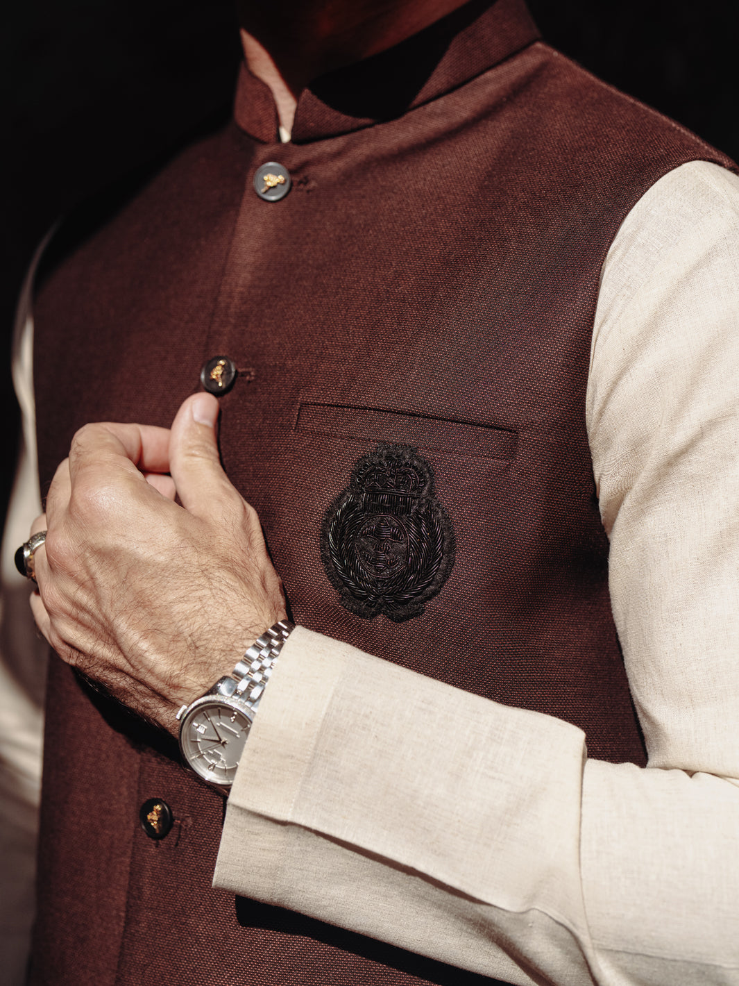 Blended Maroon Waist Coat - Almirah