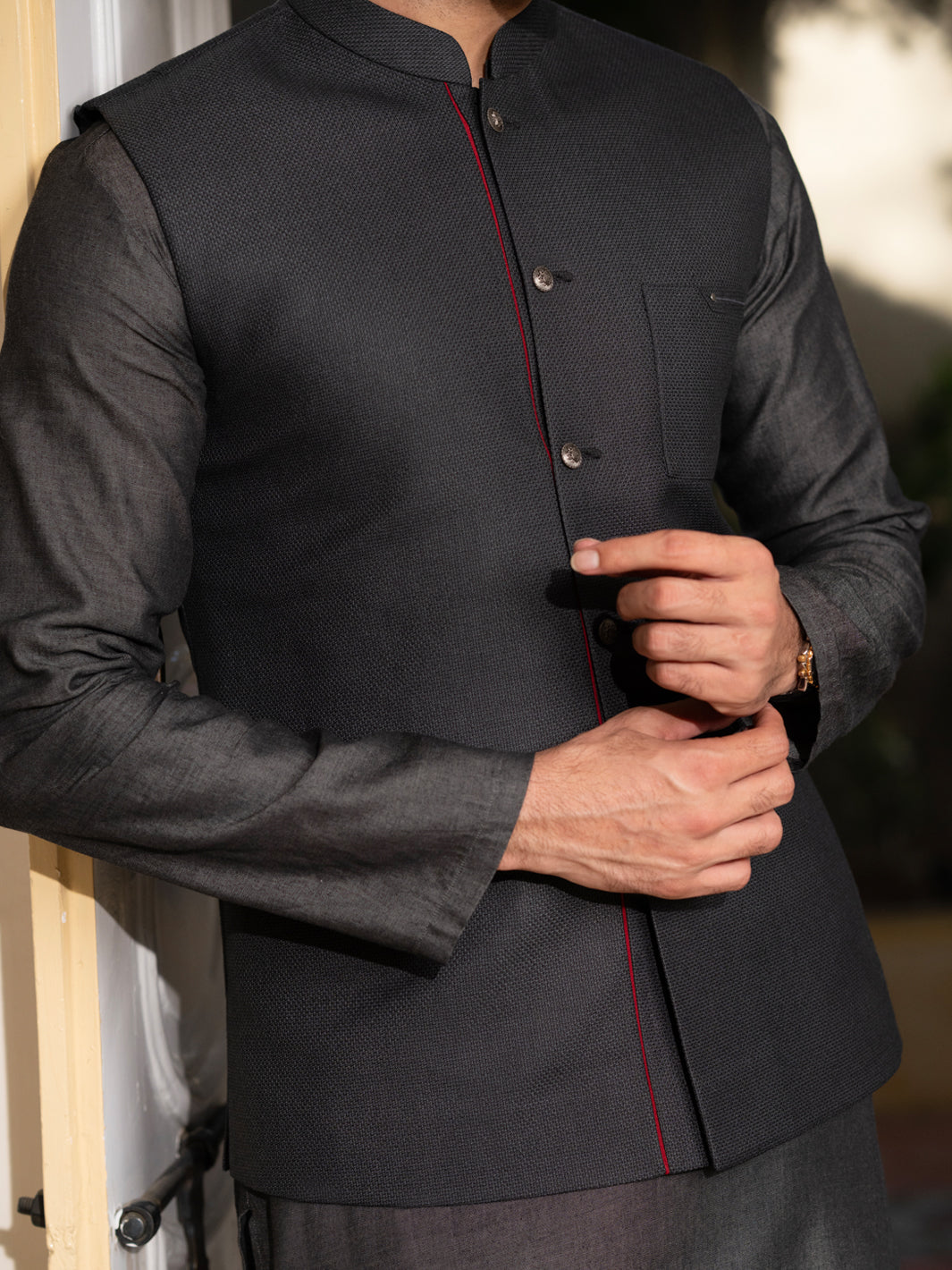 Blended Charcoal Waist Coat - Almirah