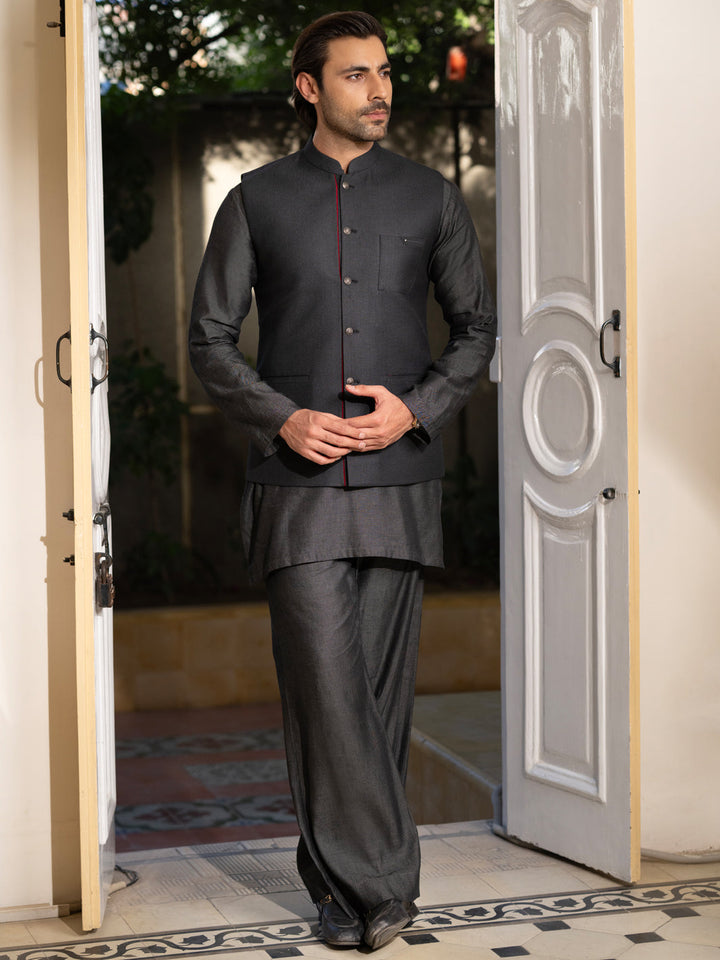 Blended Charcoal Waist Coat - Almirah