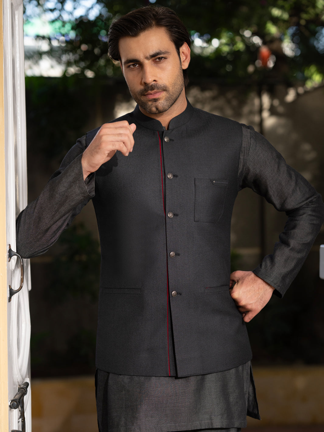 Blended Charcoal Waist Coat - Almirah