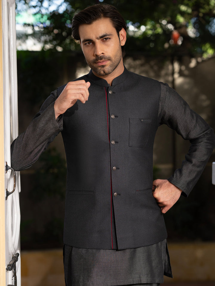 Blended Charcoal Waist Coat - Almirah