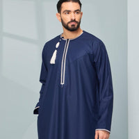 Omaar Navy and Cream Premium Jubba - Jiah