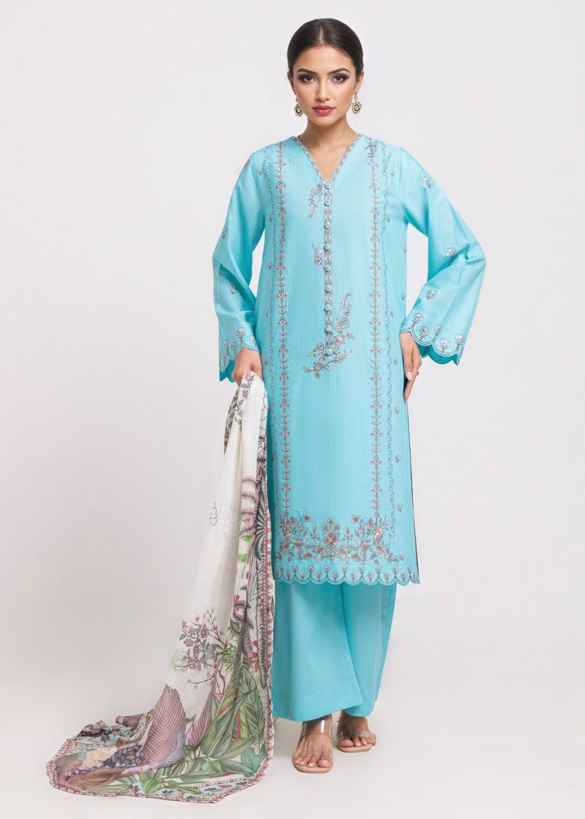 Dobby Blue Stitched Suit - Bonanza