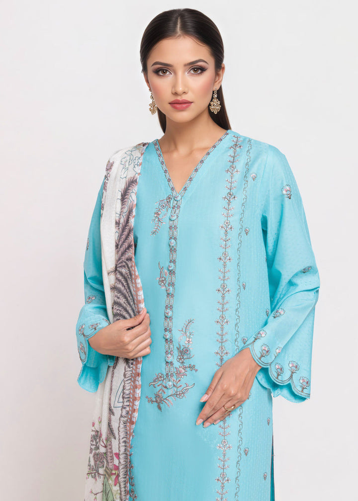 Dobby Blue Stitched Suit - Bonanza